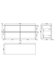 Hudson Reed Urban Satin Green Wall Hung 4 Drawer Vanity Unit With Worktop And Silent Close, 518 X 1205 X 390 - thumbnail 3