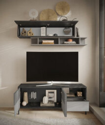 FurniComp LTD Furnicomp Venice 2 Door 1 Drawer Lead And Slate Grey Small Tv Stand - thumbnail 3
