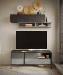 FurniComp LTD Furnicomp Venice 2 Door 1 Drawer Lead And Slate Grey Small Tv Stand - thumbnail 2