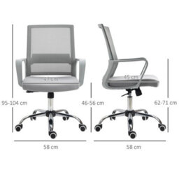 Ergonomic Office Chair Adjustable Height Mesh Chair With Swivel Wheels Grey - thumbnail 2