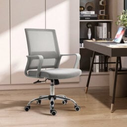 Ergonomic Office Chair Adjustable Height Mesh Chair With Swivel Wheels Grey - thumbnail 6