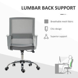 Ergonomic Office Chair Adjustable Height Mesh Chair With Swivel Wheels Grey - thumbnail 5