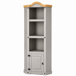 Mews Corona Grey Corner Display Unit Bookcase Pine Cupboard 3 Book Shelves - thumbnail 6