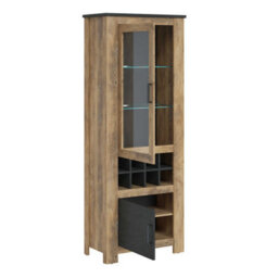 Wyld Haus Juniper 2-Door Display Cabinet With Wine Rack, Chestnut And Matera Grey - thumbnail 4