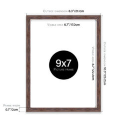 9X7 Walnut Picture Frame (17.8 X 22.9Cm) Poster, Photo, Artwork, Gallery Wall Or Print - thumbnail 3