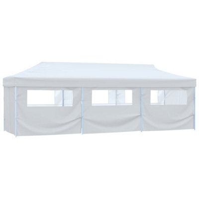 Walplus Folding Pop-Up Party Tent Garden Gazebo Canopy With 8 Sidewalls 3X9 M White - image 1