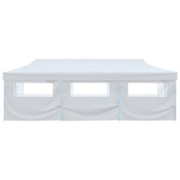 Walplus Folding Pop-Up Party Tent Garden Gazebo Canopy With 8 Sidewalls 3X9 M White - thumbnail 3