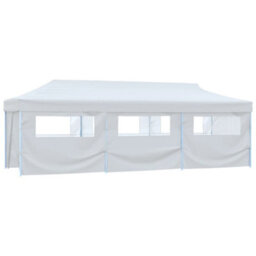 Walplus Folding Pop-Up Party Tent Garden Gazebo Canopy With 8 Sidewalls 3X9 M White - thumbnail 2