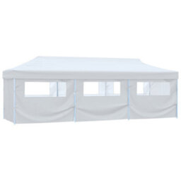 Walplus Folding Pop-Up Party Tent Garden Gazebo Canopy With 8 Sidewalls 3X9 M White - thumbnail 1