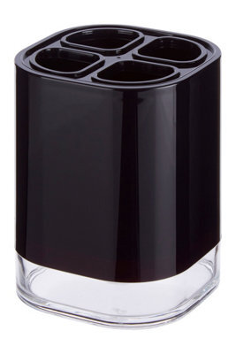 Orsina Black Acrylic Toothbrush Holder, Curved Brush Holder With Translucent Base,  Washroom Accessory Holder - image 1