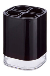 Orsina Black Acrylic Toothbrush Holder, Curved Brush Holder With Translucent Base,  Washroom Accessory Holder - thumbnail 1
