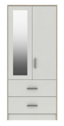 Hazlemere 2 Door Combi Robe With Mirror - White With Oak Edging On Express Delivery And Ready Assembled - thumbnail 2