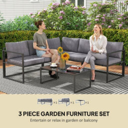 Wyld Haus Liketti 5-Seater L-Shaped Garden Sofa Set With Cushions And Tempered Glass Coffee Table - thumbnail 4