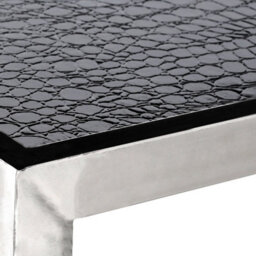 Orsina Crocodile Leather Effect Two Tier Coffee Table, Glass Top Coffee Black Coffee Table, Leather Coffee Table - thumbnail 5