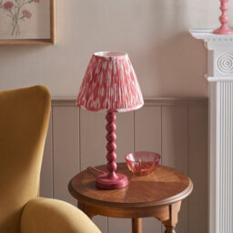 Luminosa Lighting Luminosa Higgledy Gloss Pink Clay Paint Table Lamp With Coral Pink Fabric Ikat Shade 25Cm E14 - thumbnail 3