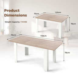 Extendable Dining Table Modern Kitchen Table W/ L-Shaped Legs - thumbnail 2