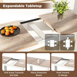 Extendable Dining Table Modern Kitchen Table W/ L-Shaped Legs - thumbnail 5