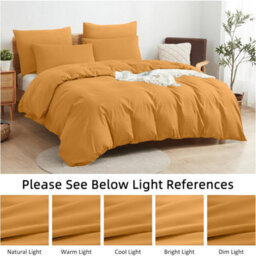 Aspire Homeware Plain Duvet Cover Set Soft Microfibre, Ochre, Double (L)200Cm X (W)200Cm - thumbnail 6