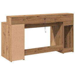 Berkfield Desk With Led Lights Artisian Oak 160X55X91 Cm Engineered Wood - thumbnail 8