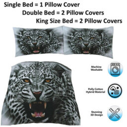 TheWhiteWater Limited Angry Snow Leopard Bed Set  - 3D Animal Printed Single Beddings Duvet Cover + Matching Pillowcases - thumbnail 6