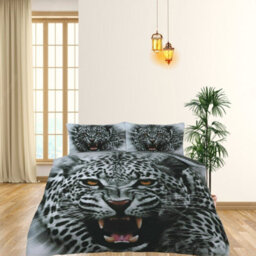 TheWhiteWater Limited Angry Snow Leopard Bed Set  - 3D Animal Printed Single Beddings Duvet Cover + Matching Pillowcases - thumbnail 5