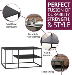Hallowood Furniture Bewdley Black Metal Coffee Table - thumbnail 2