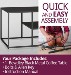 Hallowood Furniture Bewdley Black Metal Coffee Table - thumbnail 7