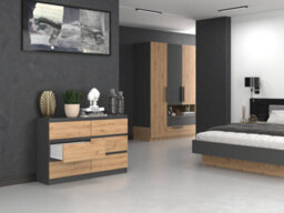 M6 120 Malwa Chest Of Drawers Anthracite Artisan Oak - thumbnail 3