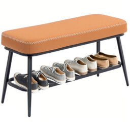 Homcom Shoe Bench, Pu Leather Shoe Storage Bench For Entryway, Brown - thumbnail 2