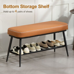 Homcom Shoe Bench, Pu Leather Shoe Storage Bench For Entryway, Brown - thumbnail 5