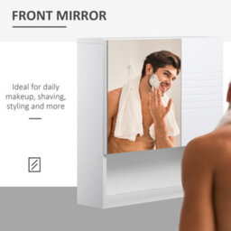 Kleankin Bathroom Wall-Mounted Mirror Cabinet W/ Double Door Adjustable Shelves - thumbnail 8