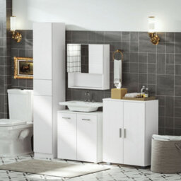 Kleankin Bathroom Wall-Mounted Mirror Cabinet W/ Double Door Adjustable Shelves - thumbnail 9