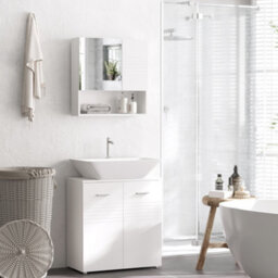 Kleankin Bathroom Wall-Mounted Mirror Cabinet W/ Double Door Adjustable Shelves - thumbnail 4