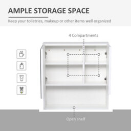Kleankin Bathroom Wall-Mounted Mirror Cabinet W/ Double Door Adjustable Shelves - thumbnail 5