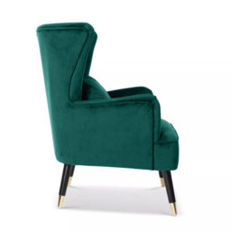 Velvet Emerald Green Camila Accent Wingback Chair With Footstool - thumbnail 6