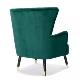 Velvet Emerald Green Camila Accent Wingback Chair With Footstool - thumbnail 7
