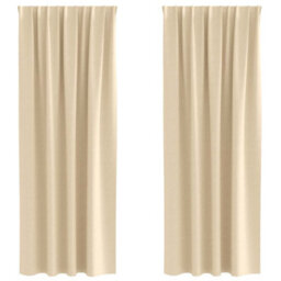 Berkfield Modern Curtains With Curtains 2 Pcs Cream 225 X 140 Cm Polyester