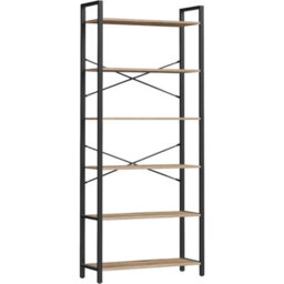 Songmics Tall Bookshelf Tower, 6 Levels, Spacious Bookcase, Free-Standing Shelving Unit, Camel Brown And Ink Black - thumbnail 8