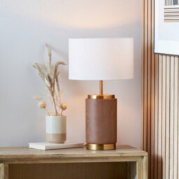 Pacific Lifestyle Wood Effect Ceramic Table Lamp With Shade - thumbnail 1
