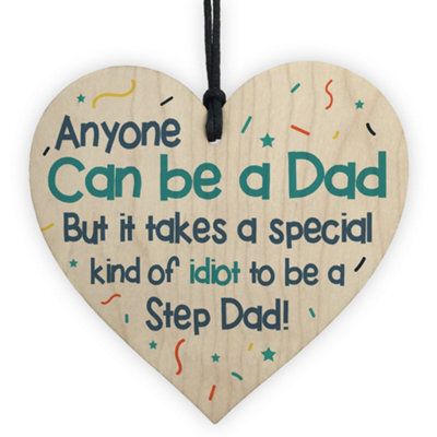 Red Ocean Novelty Step Dad Gifts For Fathers Day Gifts Funny Gift Ideas Wooden Heart Sign - image 1