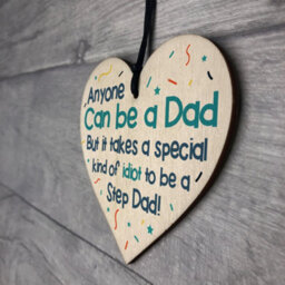 Red Ocean Novelty Step Dad Gifts For Fathers Day Gifts Funny Gift Ideas Wooden Heart Sign - thumbnail 7