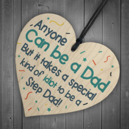 Red Ocean Novelty Step Dad Gifts For Fathers Day Gifts Funny Gift Ideas Wooden Heart Sign - thumbnail 6