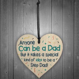 Red Ocean Novelty Step Dad Gifts For Fathers Day Gifts Funny Gift Ideas Wooden Heart Sign - thumbnail 2