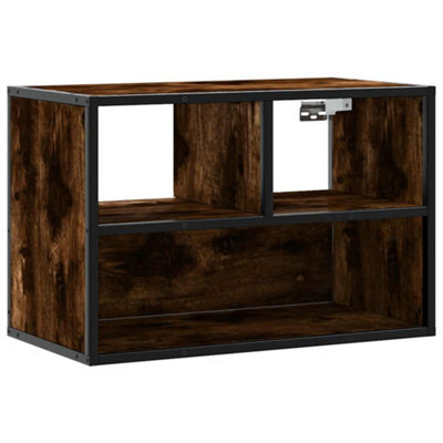 Berkfield Industrial Tv Cabinet Smoked Oak 60X31X39.5 Cm Engineered Wood And Metal