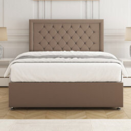 Bsspoke Nova Divan Bed In Mink Plush Velvet With 24Inch Headboard & No Mattress No Drawers In Double King 4Ft 6Ft - thumbnail 2