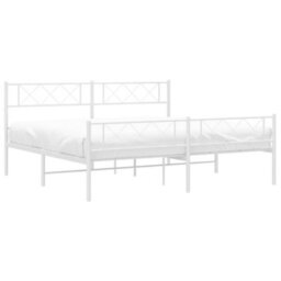 Berkfield Metal Bed Frame With Headboard And Footboard White 200X200 Cm - thumbnail 3