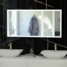 RAK Ceramics Rak Art Square 1000X600mm Rectangular Led Illuminated Bathroom Mirror With Demister Pad & Touch Sensor, Brushed Nickel, Ip44