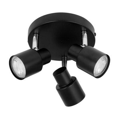 First Choice Lighting Irwin - Black 3 Light Ip44 Bathroom Round Spotlight - image 1