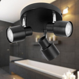 First Choice Lighting Irwin - Black 3 Light Ip44 Bathroom Round Spotlight - thumbnail 5