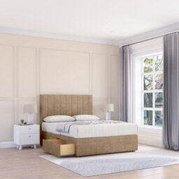 "Sloomy 4Ft Kansas Naples Mink Memory Foam Bed Set With 2 Drawers, Mattress & 26"" Headboard - Small Double"